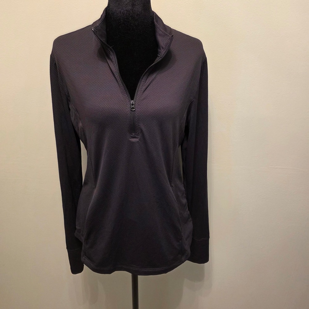 Tommy Bahama Golf Womens Large Gray Honeycomb Quarter Zip Pullover Thumbholes